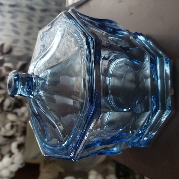 Candy Dish Lid Blue Indiana Glass Colonial Style Octagonal Home Decor VTG - Picture 1 of 5